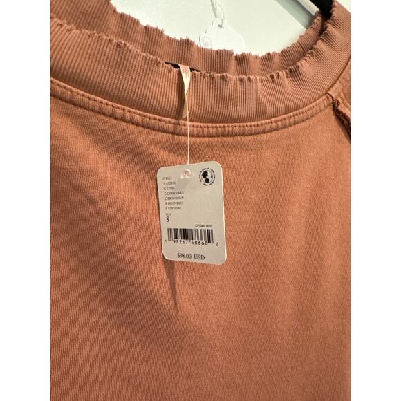 MSRP $98 FREE PEOPLE Womens Cotton Boat Neck Sweatshirt Size S-L SAME DAY SHIP - Picture 3 of 6